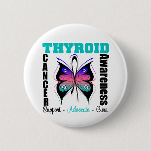 Thyroid Cancer Awareness Butterfly 6 Cm Round Badge