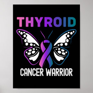 Thyroid Cancer Awareness Butterfly Ribbon Poster
