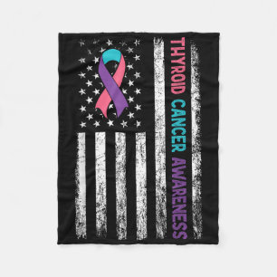 Thyroid Cancer Awareness Month American Flag Hypot Fleece Blanket