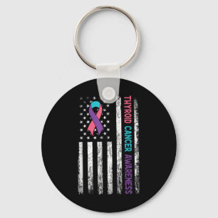 Thyroid Cancer Awareness Month American Flag Hypot Key Ring