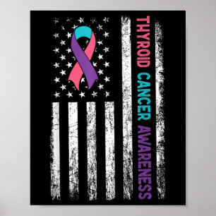 Thyroid Cancer Awareness Month American Flag Hypot Poster