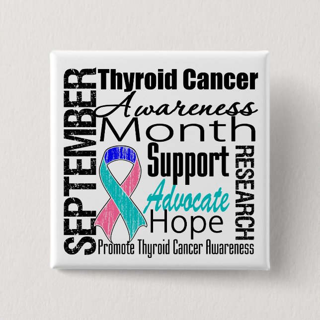 Thyroid Cancer Awareness Month Tribute 15 Cm Square Badge (Front)