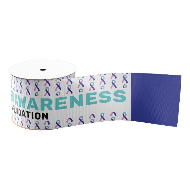 Thyroid Cancer Awareness Pattern Ribbon Grosgrain Ribbon (Spool)