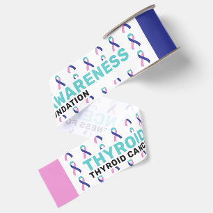 Thyroid Cancer Awareness Pattern Ribbon Grosgrain Ribbon