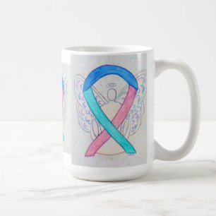 Thyroid Cancer Awareness Ribbon Angel Art Mug