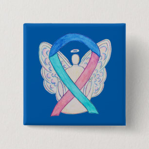 Thyroid Cancer Awareness Ribbon Angel Button Pins