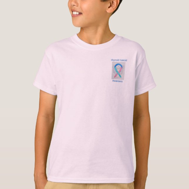 Thyroid Cancer Awareness Ribbon Angel Custom Tee (Front)