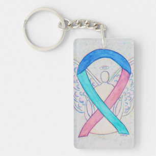 Thyroid Cancer Awareness Ribbon Angel Key chain