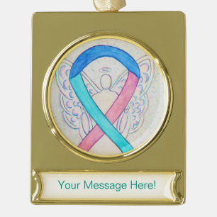 Thyroid Cancer Awareness Ribbon Angel Ornament