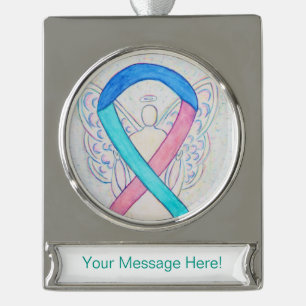 Thyroid Cancer Awareness Ribbon Angel Ornament