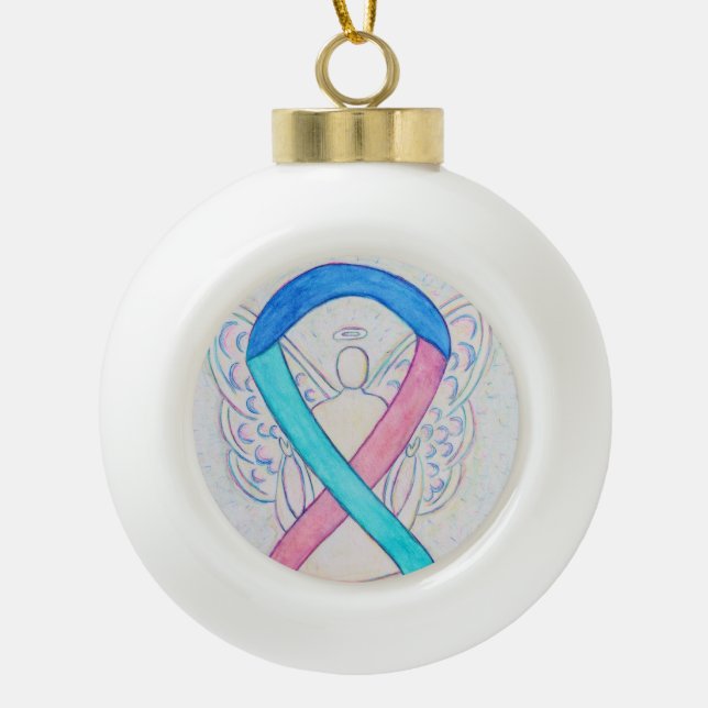 Thyroid Cancer Awareness Ribbon Angel Ornaments (Front)