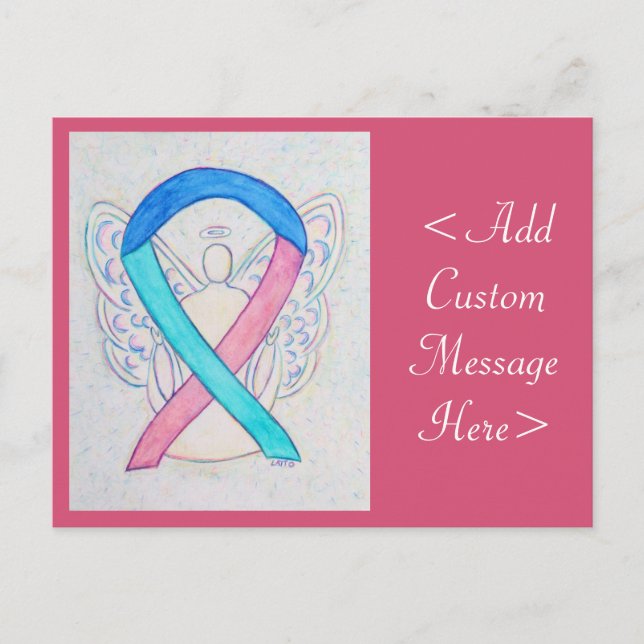 Thyroid Cancer Awareness Ribbon Angel Postcard (Front)