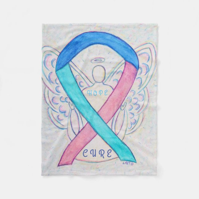 Thyroid Cancer Awareness Ribbon Art Blanket (Front)