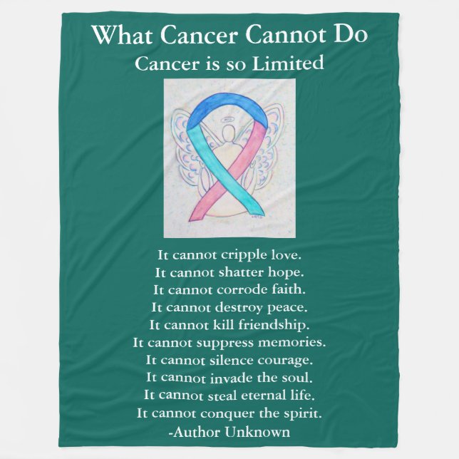 Thyroid Cancer Awareness Ribbon Art Chemo Blanket (Front)