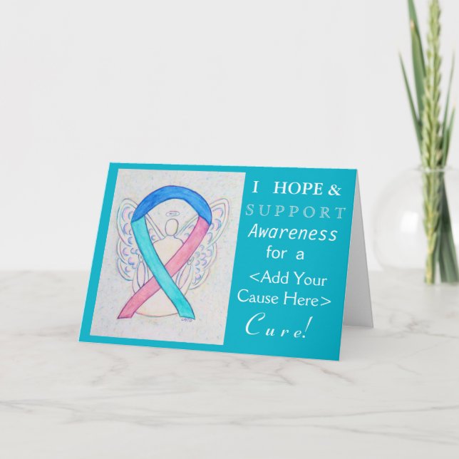 Thyroid Cancer Awareness Ribbon Custom Cause Cards (Front)
