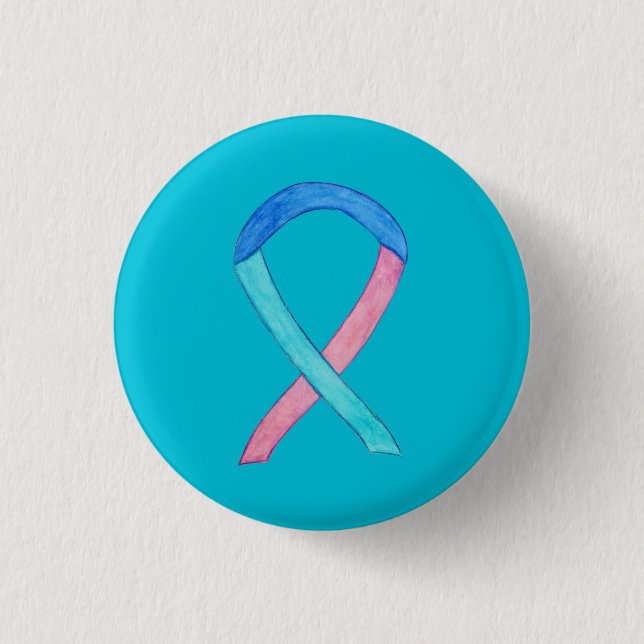Thyroid Cancer Awareness Ribbon Custom Pin Buttons (Front)