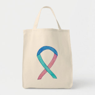 Thyroid Cancer Awareness Ribbon Custom Tote Bag