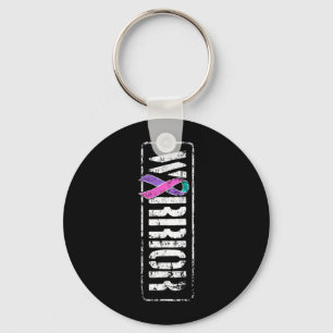 Thyroid Cancer Awareness - Sideways Military Key Ring