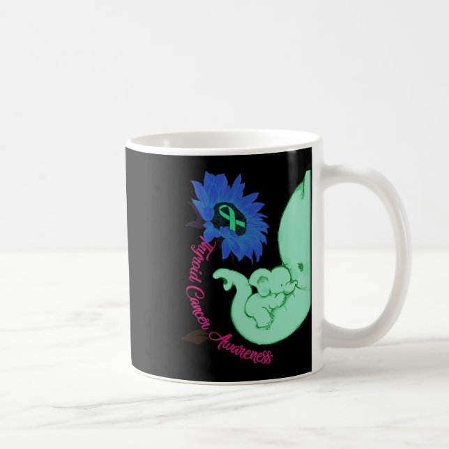Thyroid Cancer Awareness Sunflower Elephant Costum Coffee Mug (Right)