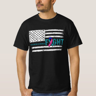Thyroid Cancer Awareness Warrior American Flag FIg T-Shirt