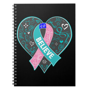 Thyroid Cancer Believe Ribbon Heart Notebook