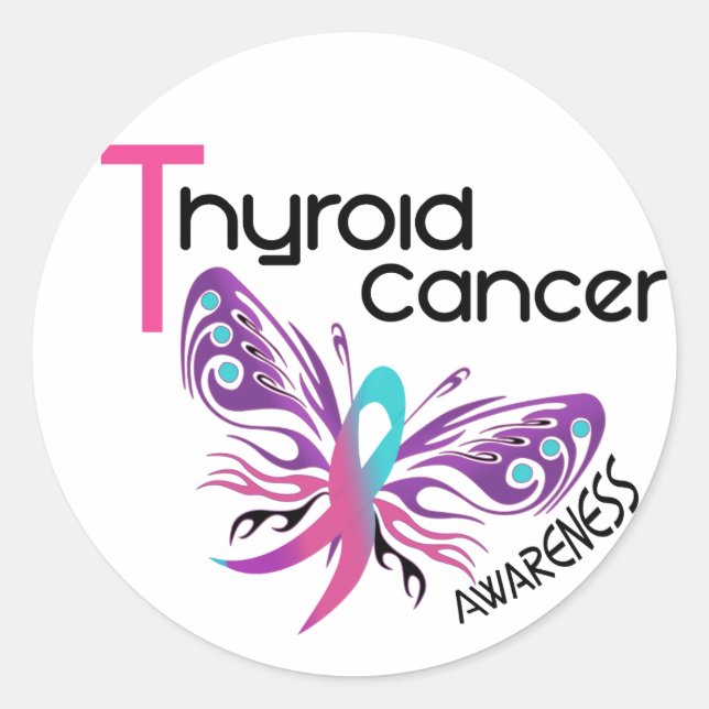Thyroid Cancer BUTTERFLY 3.1 Classic Round Sticker (Front)