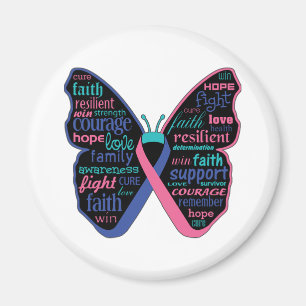 Thyroid Cancer Butterfly Collage of Words Magnet