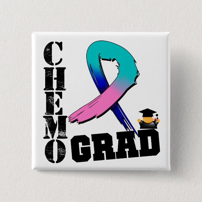 Thyroid Cancer Chemo Grad 15 Cm Square Badge (Front)