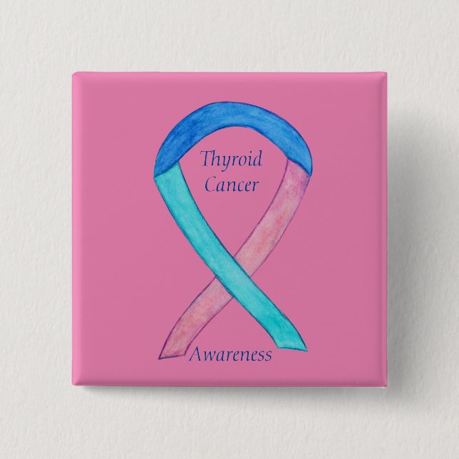Thyroid Cancer Custom Awareness Ribbon Pins (Front)