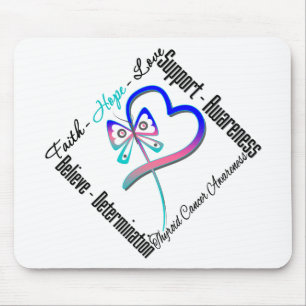 Thyroid Cancer Faith Hope Love Butterfly Mouse Pad