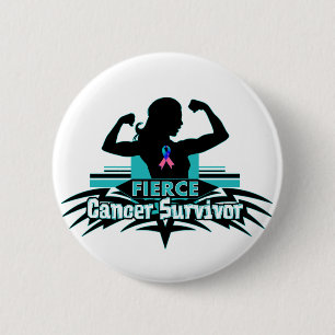 Thyroid Cancer Fierce Cancer Survivor 6 Cm Round Badge