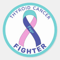 Thyroid Cancer Fighter Ribbon White Round Sticker