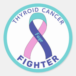 Thyroid Cancer Fighter Ribbon White Round Sticker
