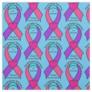 Thyroid Cancer Heart Customisable Awareness Ribbon Fabric
