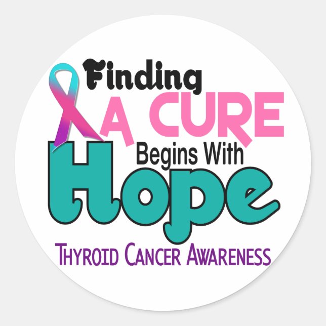 Thyroid Cancer HOPE 5 Classic Round Sticker (Front)