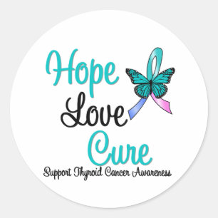 Thyroid Cancer Hope Love Cure Classic Round Sticker