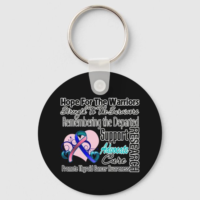 Thyroid Cancer Hope Tribute Collage Key Ring (Front)
