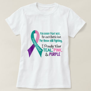 Thyroid Cancer I Proudly Wear Teal Purple Pink 1 T-Shirt