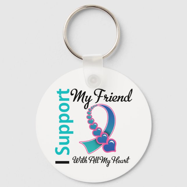 Thyroid Cancer I Support My Friend Key Ring (Front)