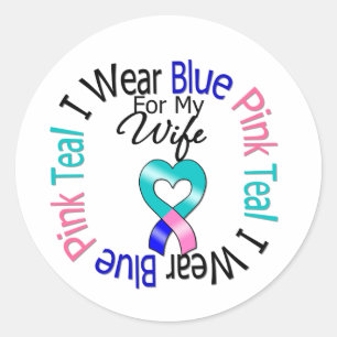 Thyroid Cancer I Wear Heart Ribbon For My Wife Classic Round Sticker