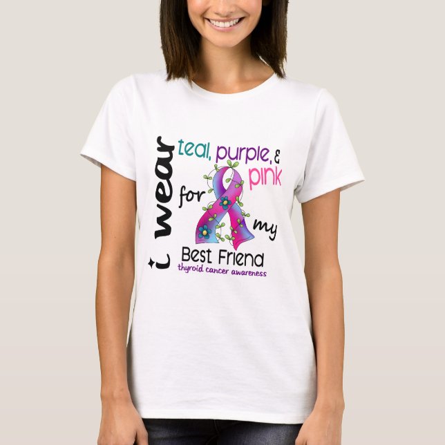 Thyroid Cancer I Wear Ribbon For My Best Friend 43 T-Shirt (Front)