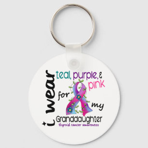 Thyroid Cancer I Wear Ribbon For My Granddaughter Key Ring