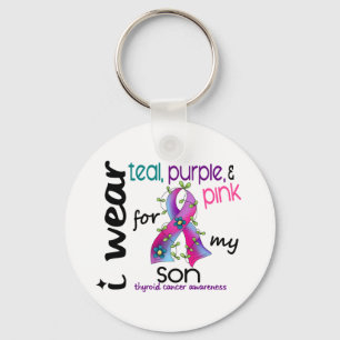 Thyroid Cancer I Wear Ribbon For My Son 43 Key Ring