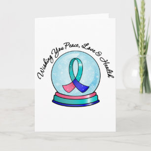Thyroid Cancer Merry Christmas Snowglobe Holiday Card