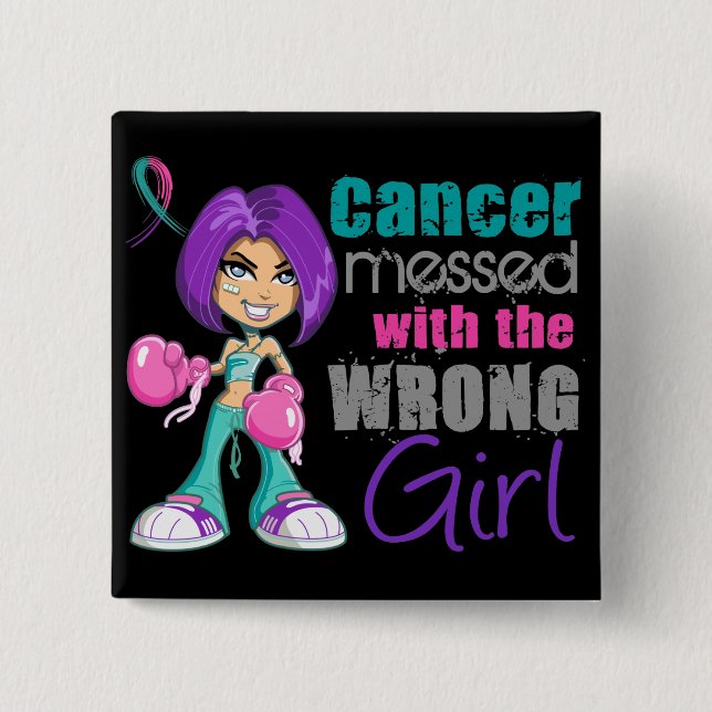 Thyroid Cancer Messed With Wrong Girl.png 15 Cm Square Badge (Front)