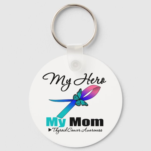 Thyroid Cancer My Hero My Mum Key Ring (Front)
