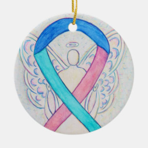 Thyroid Cancer Ribbon Angel Custom Art Ornaments