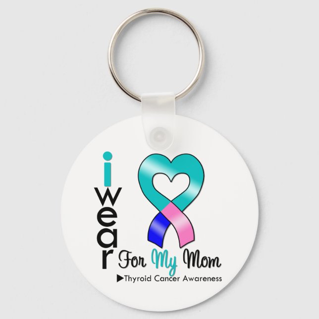 Thyroid Cancer Ribbon For My Mum Key Ring (Front)