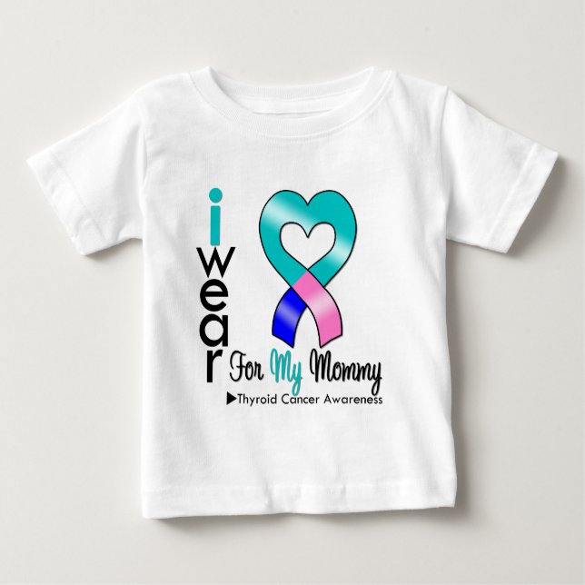 Thyroid Cancer Ribbon For My Mummy Baby T-Shirt (Front)