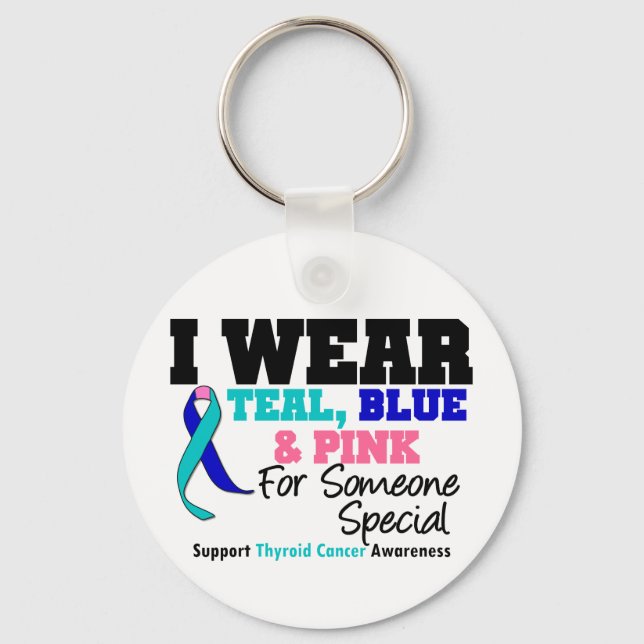 Thyroid Cancer Ribbon For Someone Special Key Ring (Front)